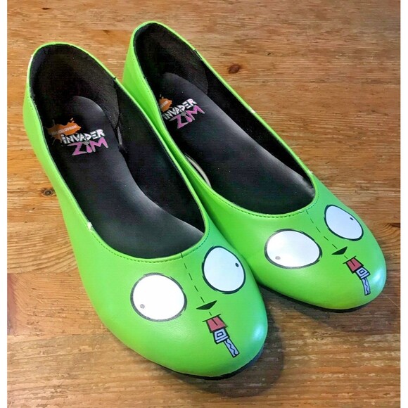 Nickelodeon Invader Zim Women's Shoes Slip On Green Cartoon Rare HTF Flats - Picture 1 of 14